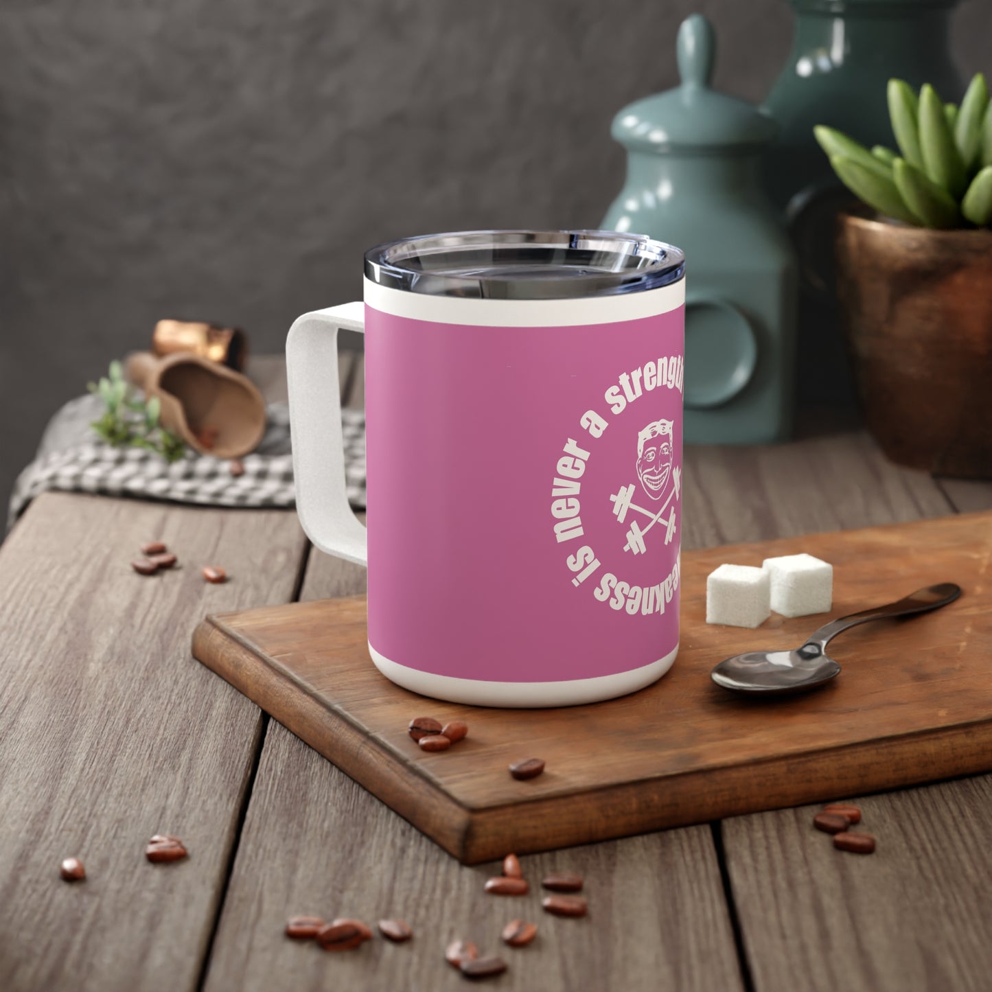 Strength is Never a Weakness - Joker Logo - Insulated Coffee Mug, 10oz