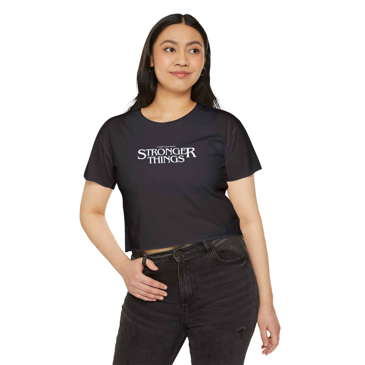 STRONGER THINGS (White & Green)- Festival/Boxy Crop Top