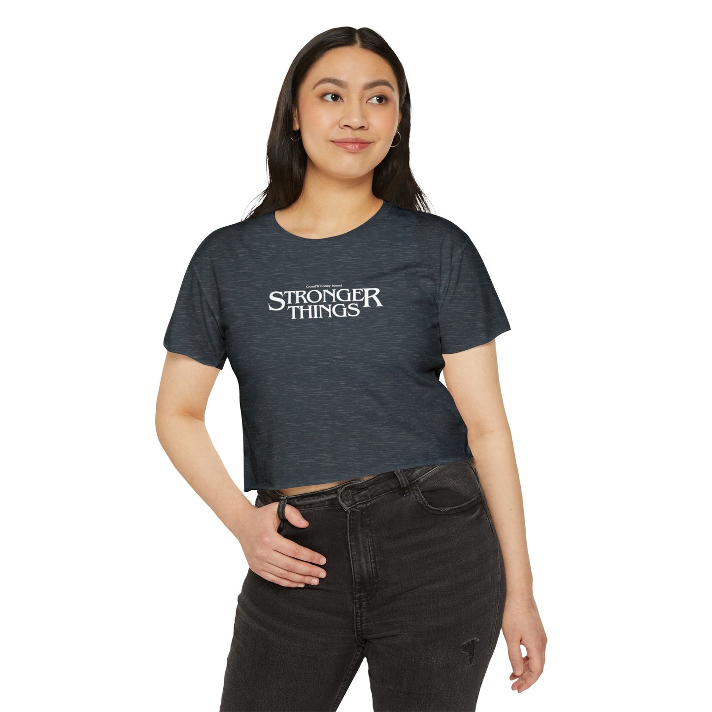 STRONGER THINGS (White & Green)- Festival/Boxy Crop Top