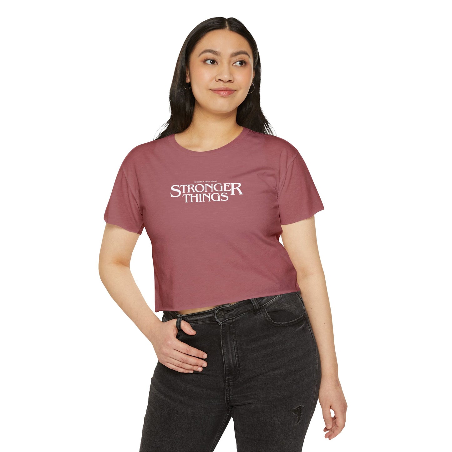 STRONGER THINGS (White & Green)- Festival/Boxy Crop Top