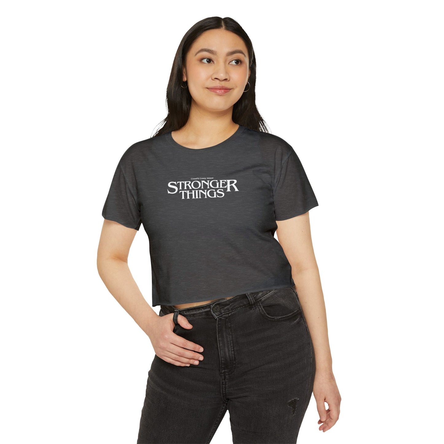 STRONGER THINGS (White & Green)- Festival/Boxy Crop Top