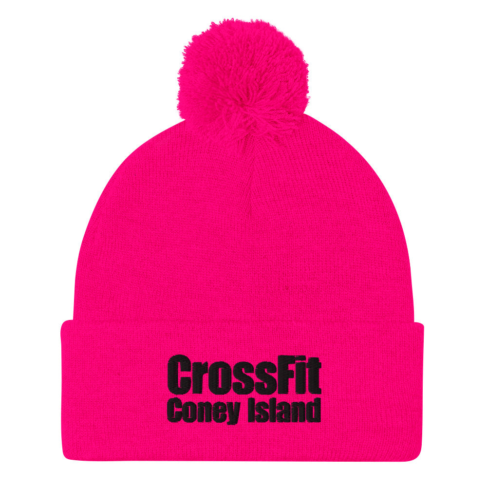 CrossFit Coney Island (Black writing) - Pom-Pom Beanie